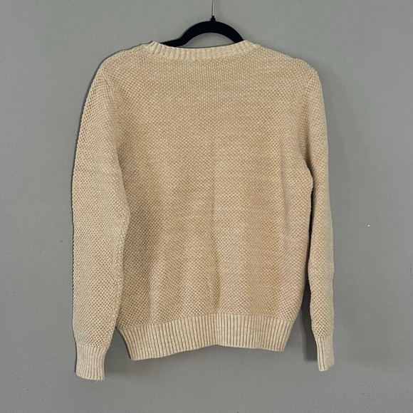 Appleseed's Women's L Sweater Beige Cotton Textured Knit Pullover Neutral Basic - Picture 2 of 4
